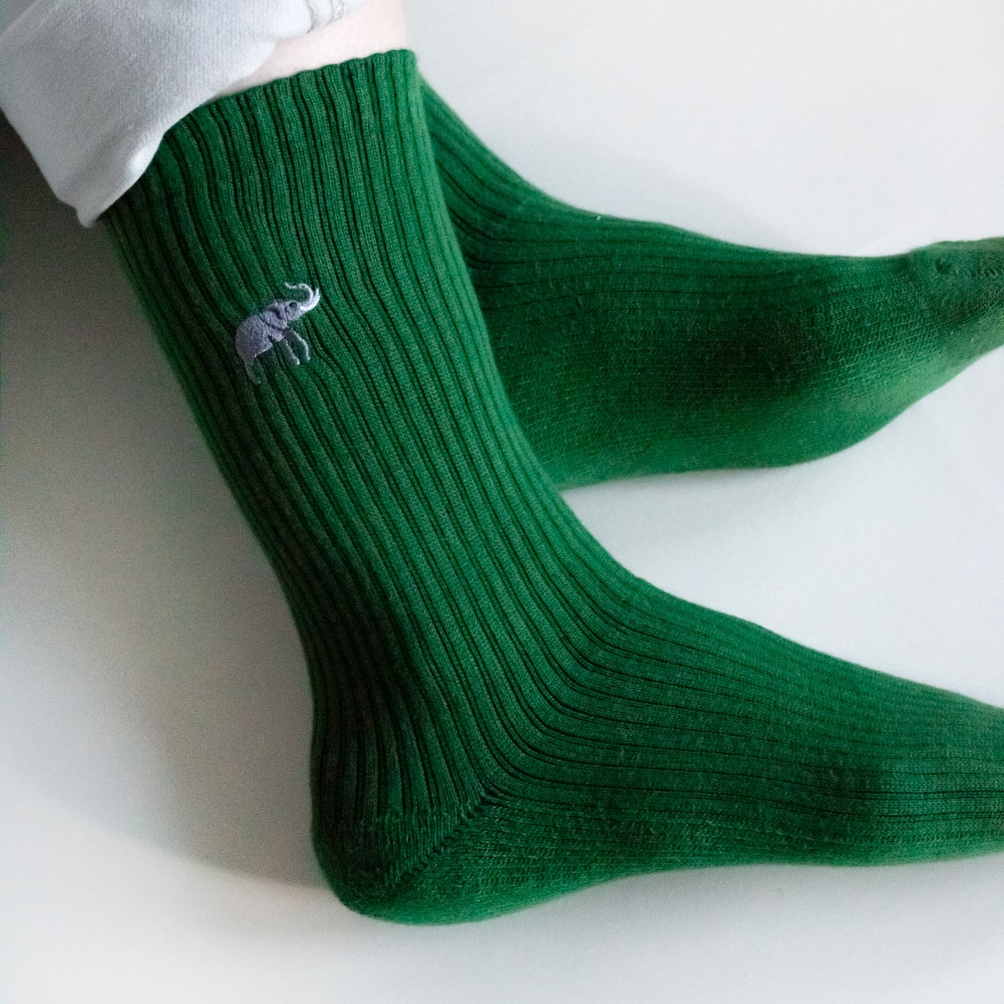 Save the Elephants  Luxury Ribbed Bamboo Socks - worn