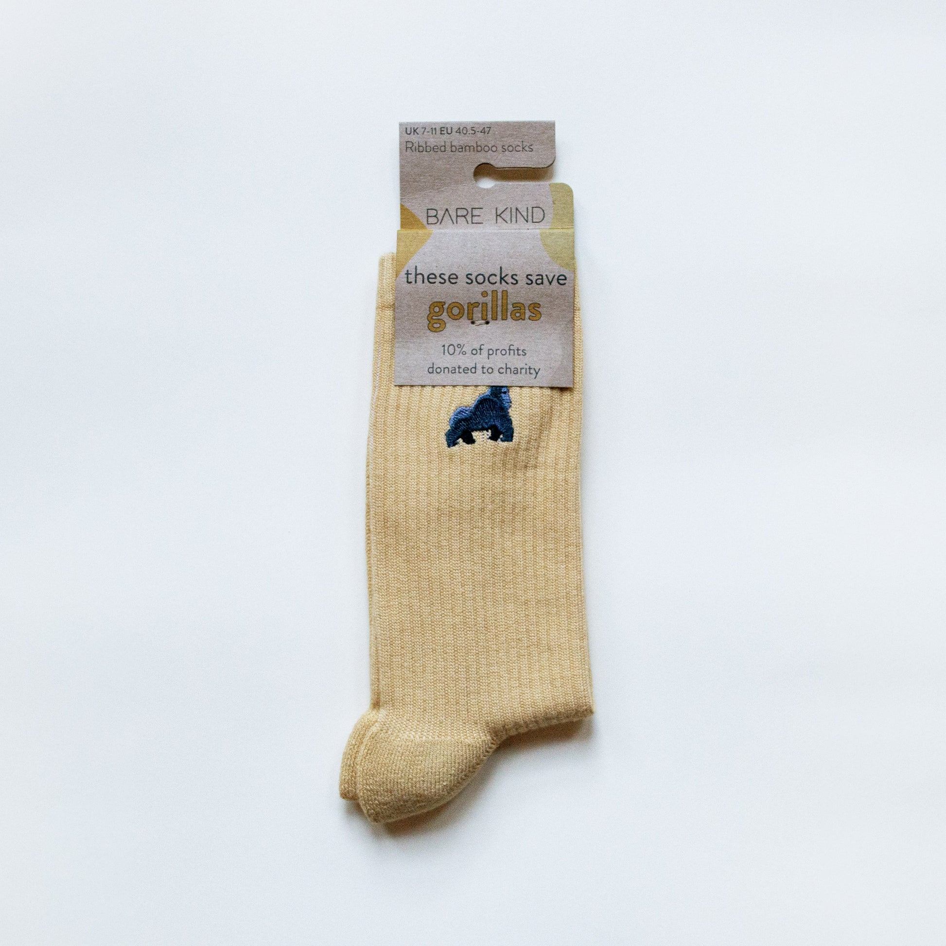 Save the Gorillas  Luxury Ribbed Bamboo Socks on white background