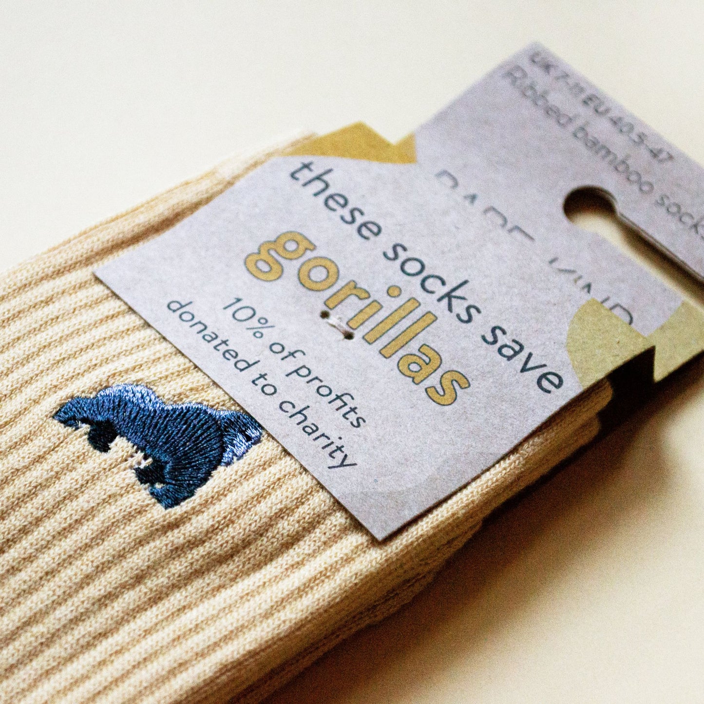 NEW! Save the Gorillas | Luxury Ribbed Bamboo Socks