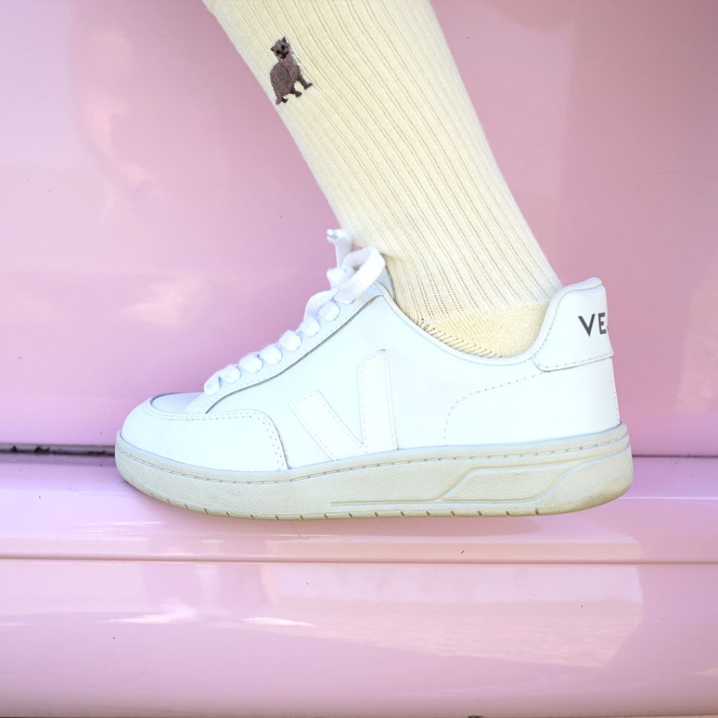 Save the Otters  Luxury Ribbed Bamboo Socks - light yellow socks