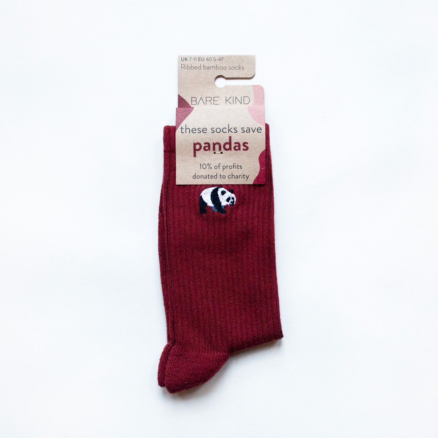 Save the Pandas  Luxury Ribbed Bamboo Socks - in packaging