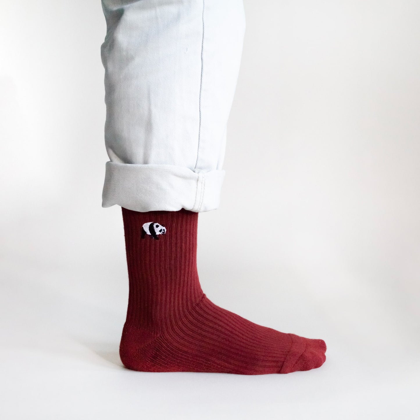 Save the Pandas  Luxury Ribbed Bamboo Socks - worn