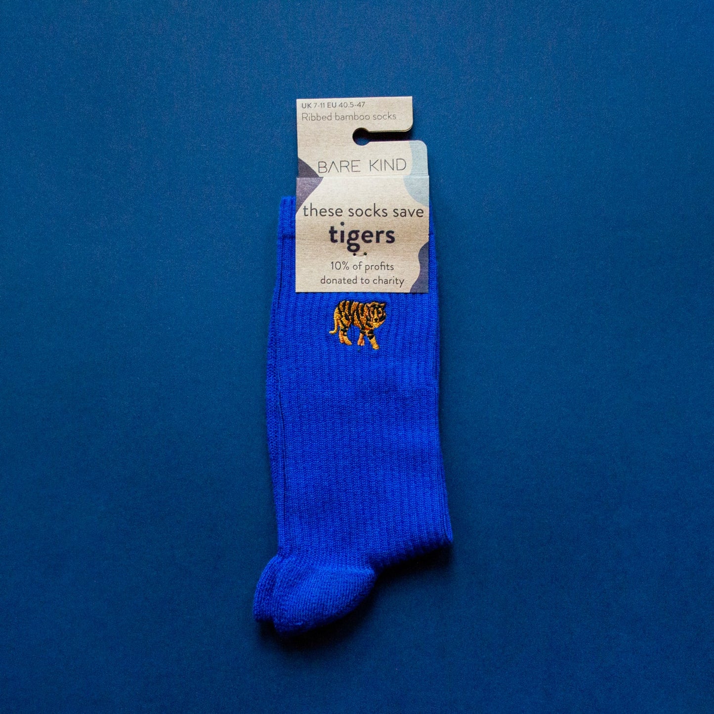 Save the Tigers | Premium Ribbed Bamboo Socks - in pakcaging