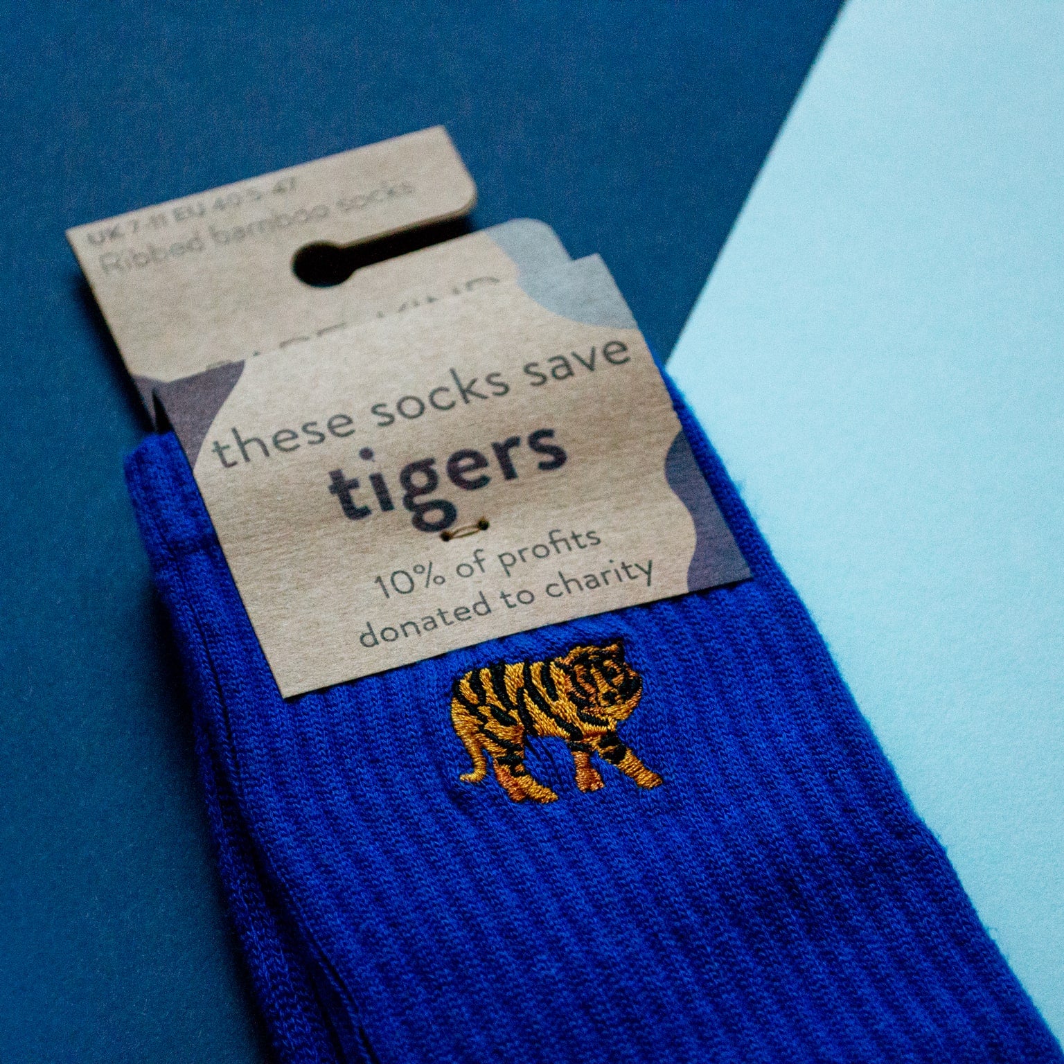 Save the Tigers | Premium Ribbed Bamboo Socks - tiger motif