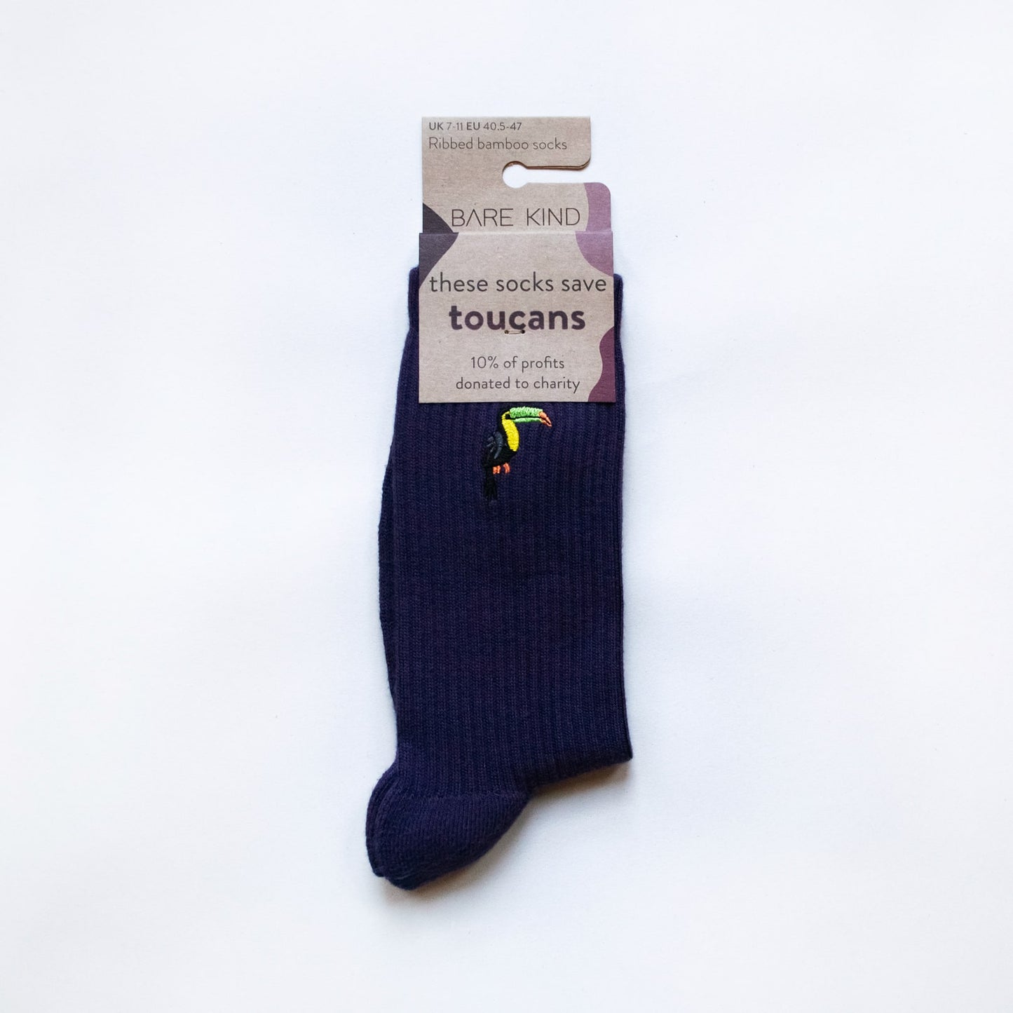  Save the Toucans | Luxury Ribbed Bamboo Socks - in packaging