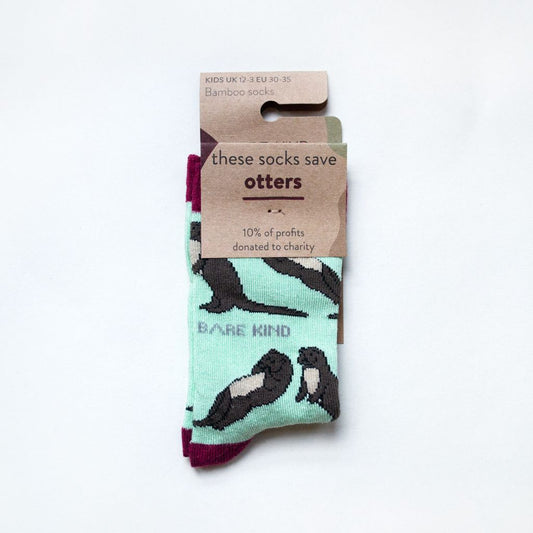 Socks Helping Otters  Bamboo Socks  3 Kids' Sizes