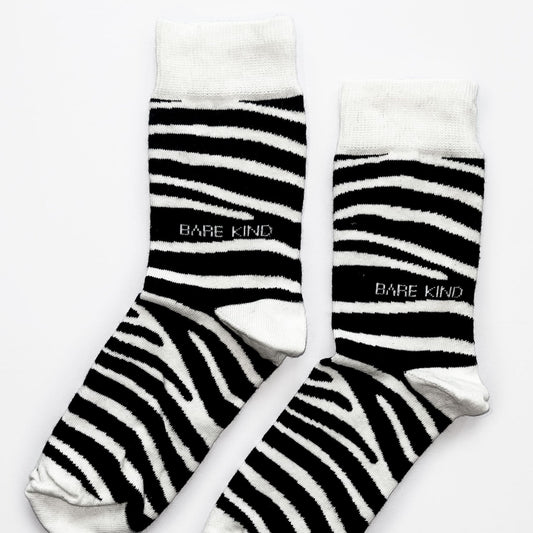 Socks Taking Care of Zebras  Bamboo Socks in 2 Adult Sizes