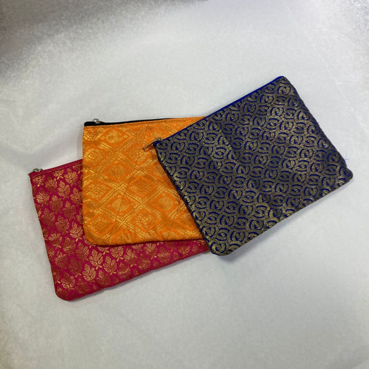 Upcycled Sari Pouch in three deisgns