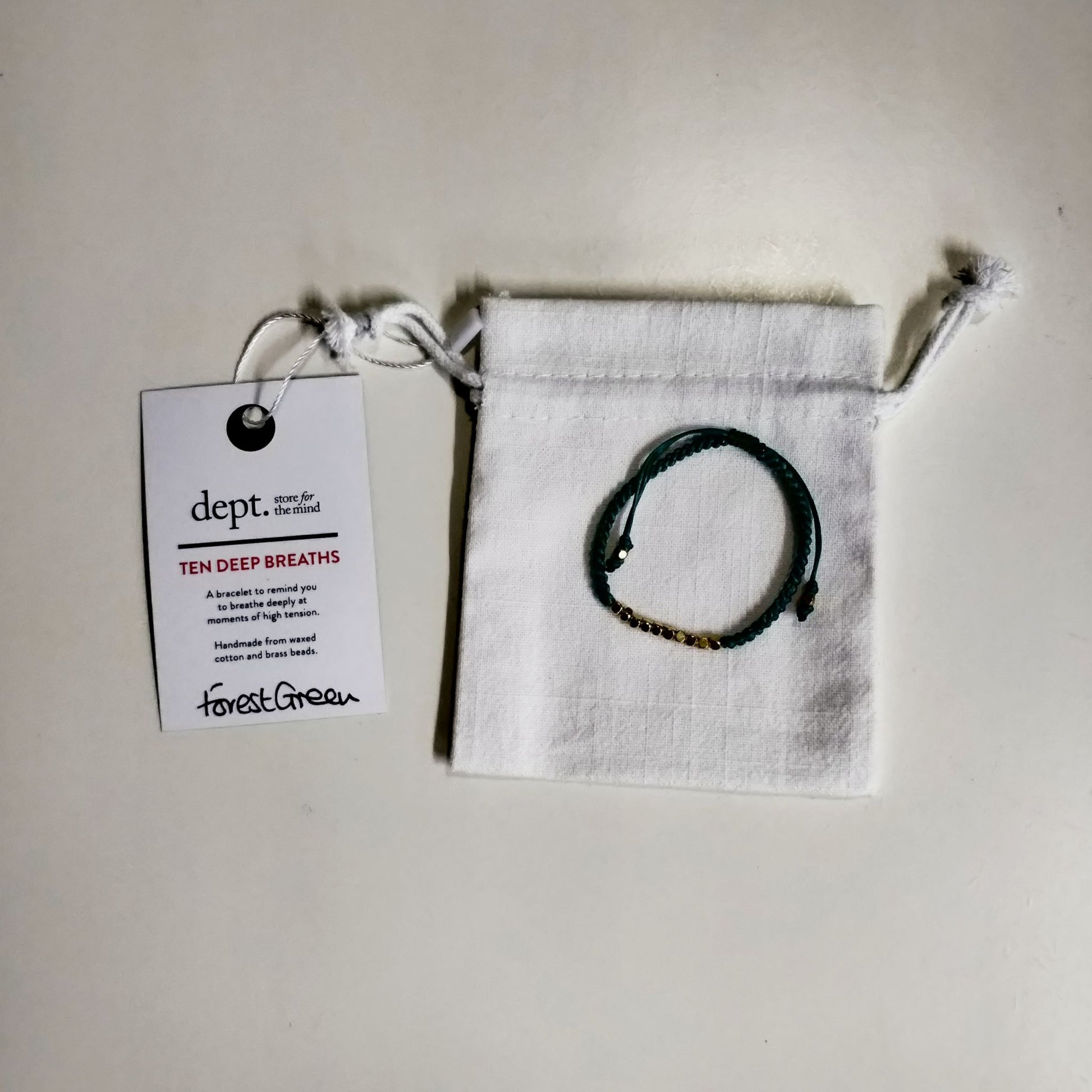 10 Deep Breaths Mindful Bracelet  - forest green