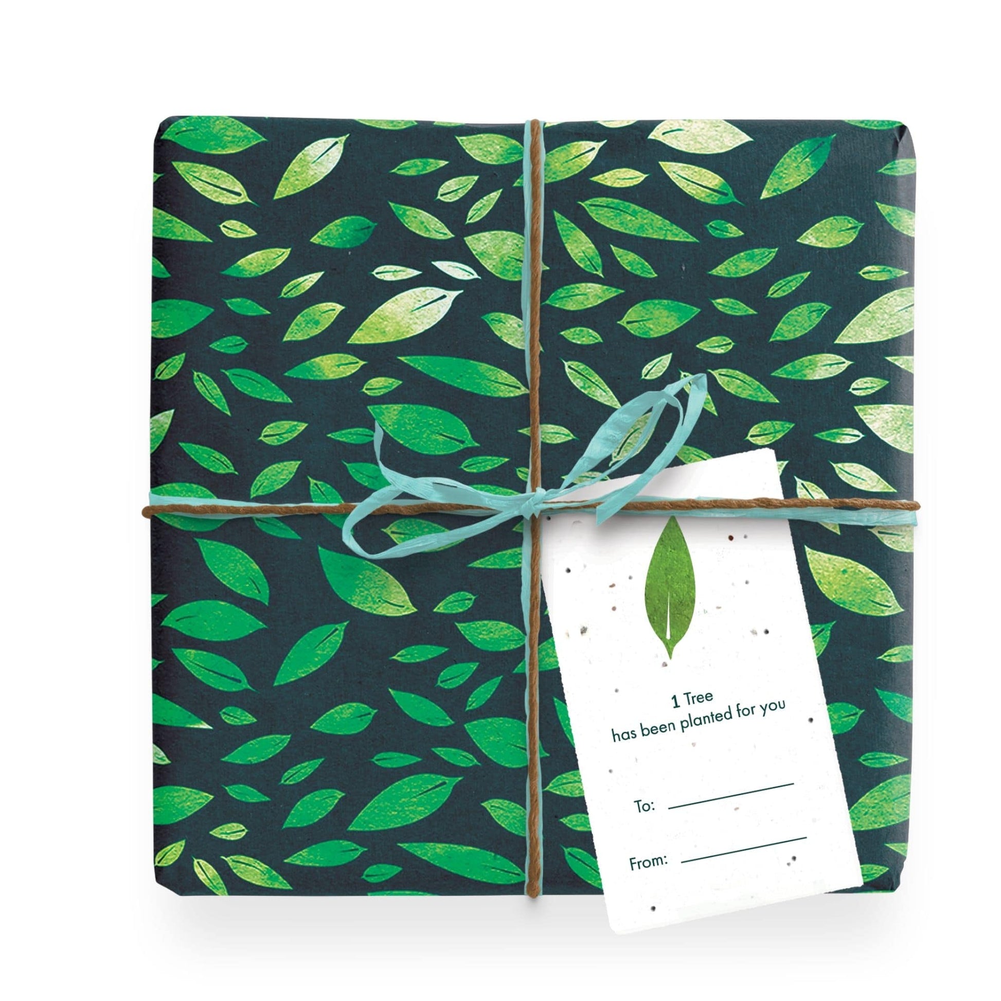 1 Tree Cards Wrapping Paper Pack - green leaves gift