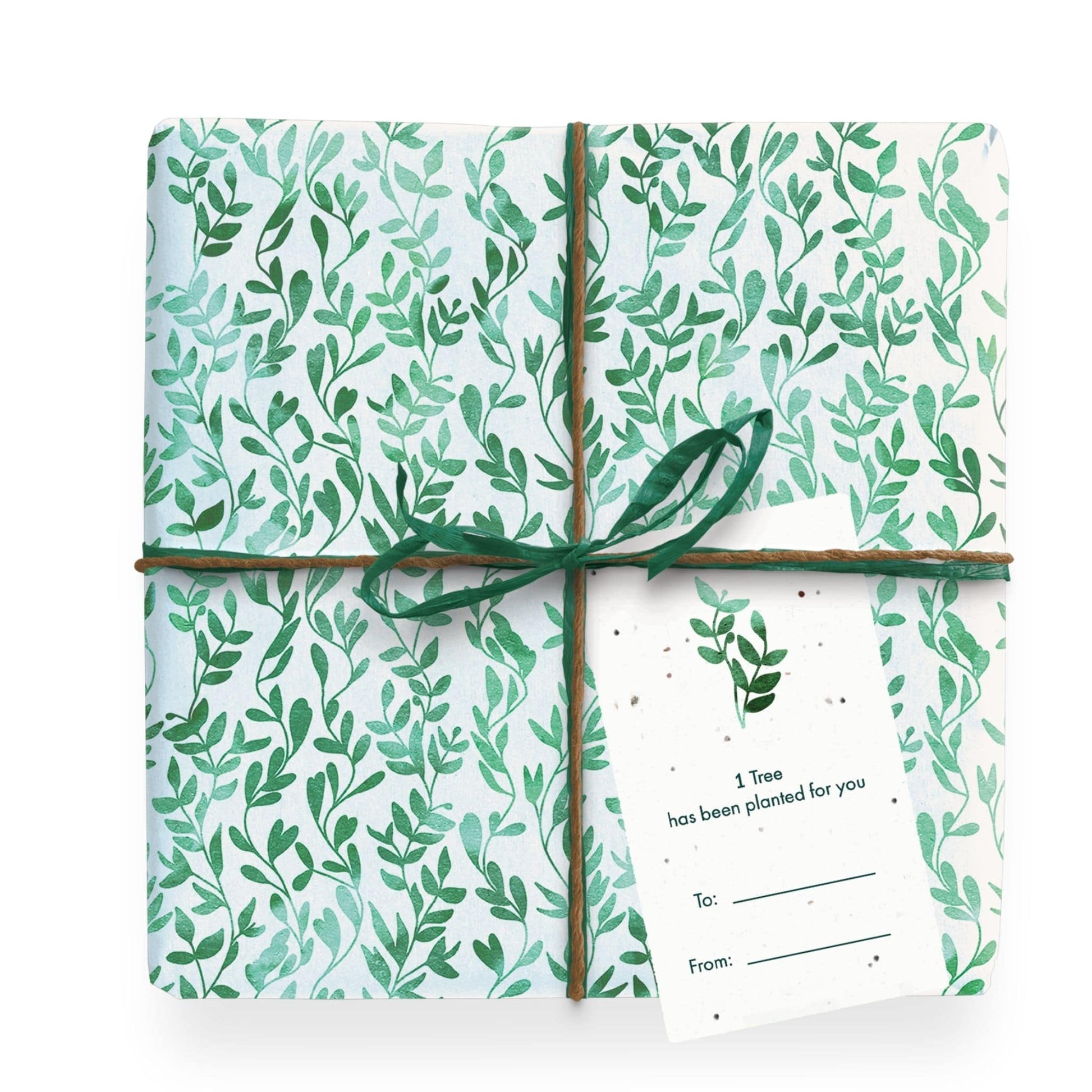 1 Tree Cards Wrapping Paper Pack - green plants gift