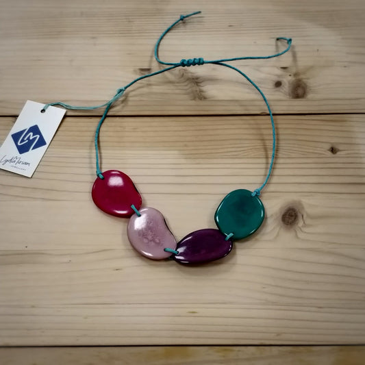 Handmade & Ethical Bead Necklace | 4-Bead Pink and Green