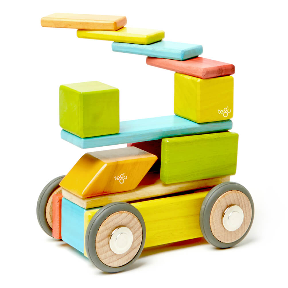 42 Piece Magnetic Wooden Blocks - toy car