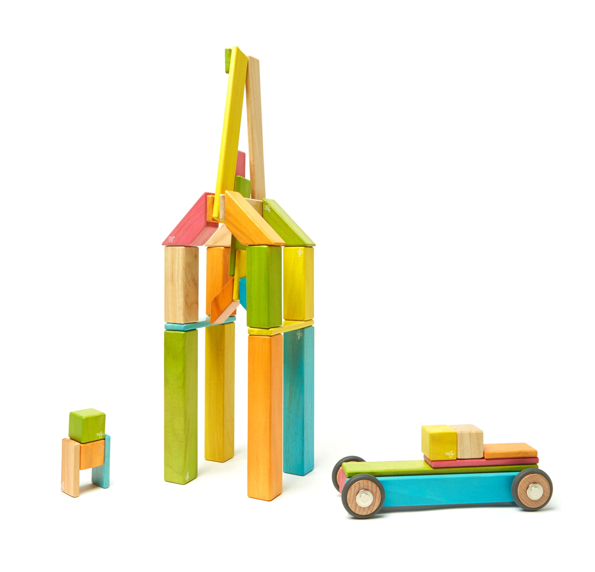 42 Piece Magnetic Wooden Building Blocks - construction toys