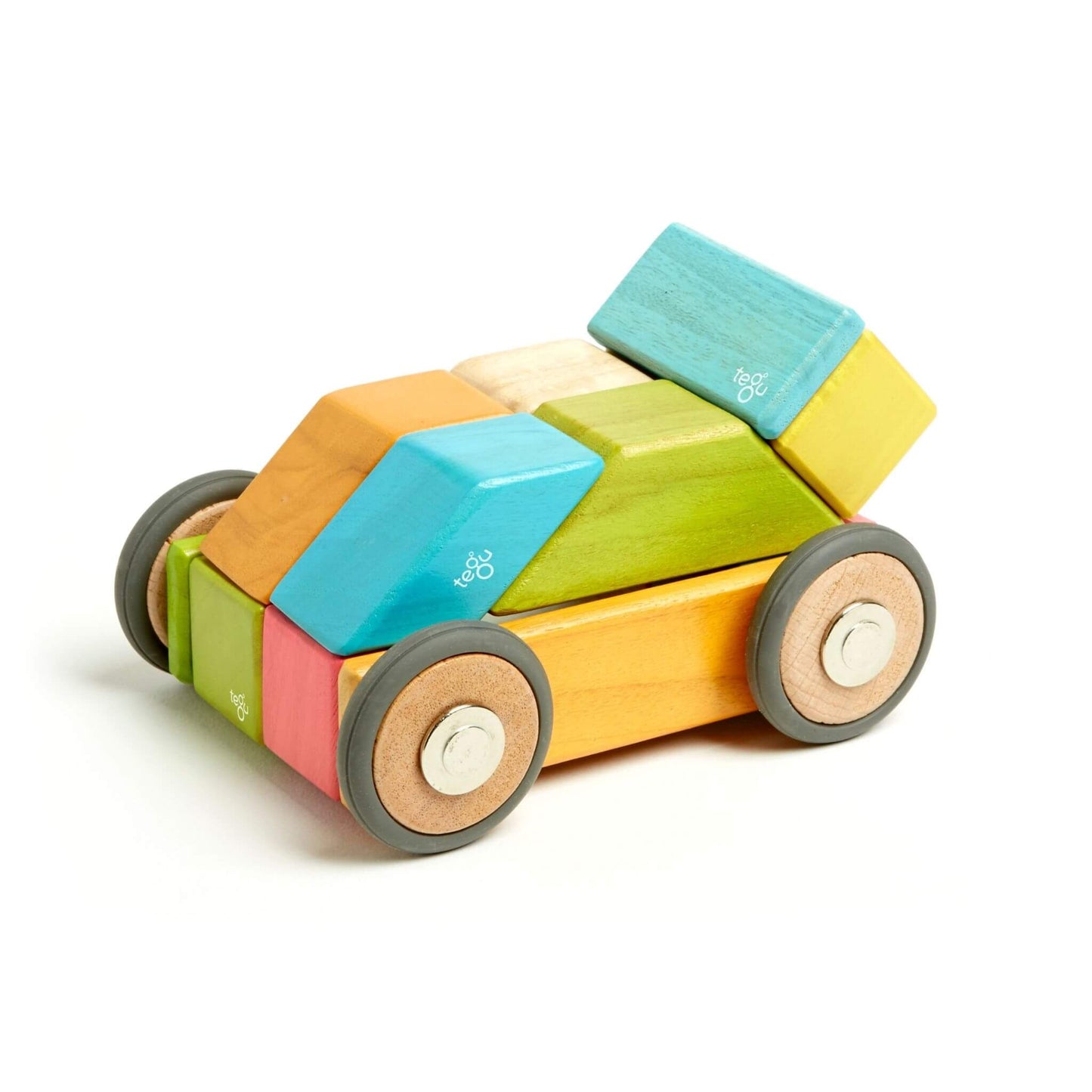 42 Piece Magnetic Wooden Building Blocks - toy car