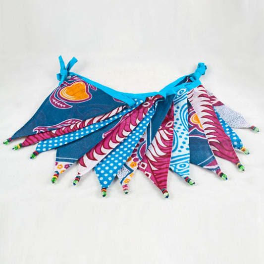 Handmade Bunting with Beads - Blue