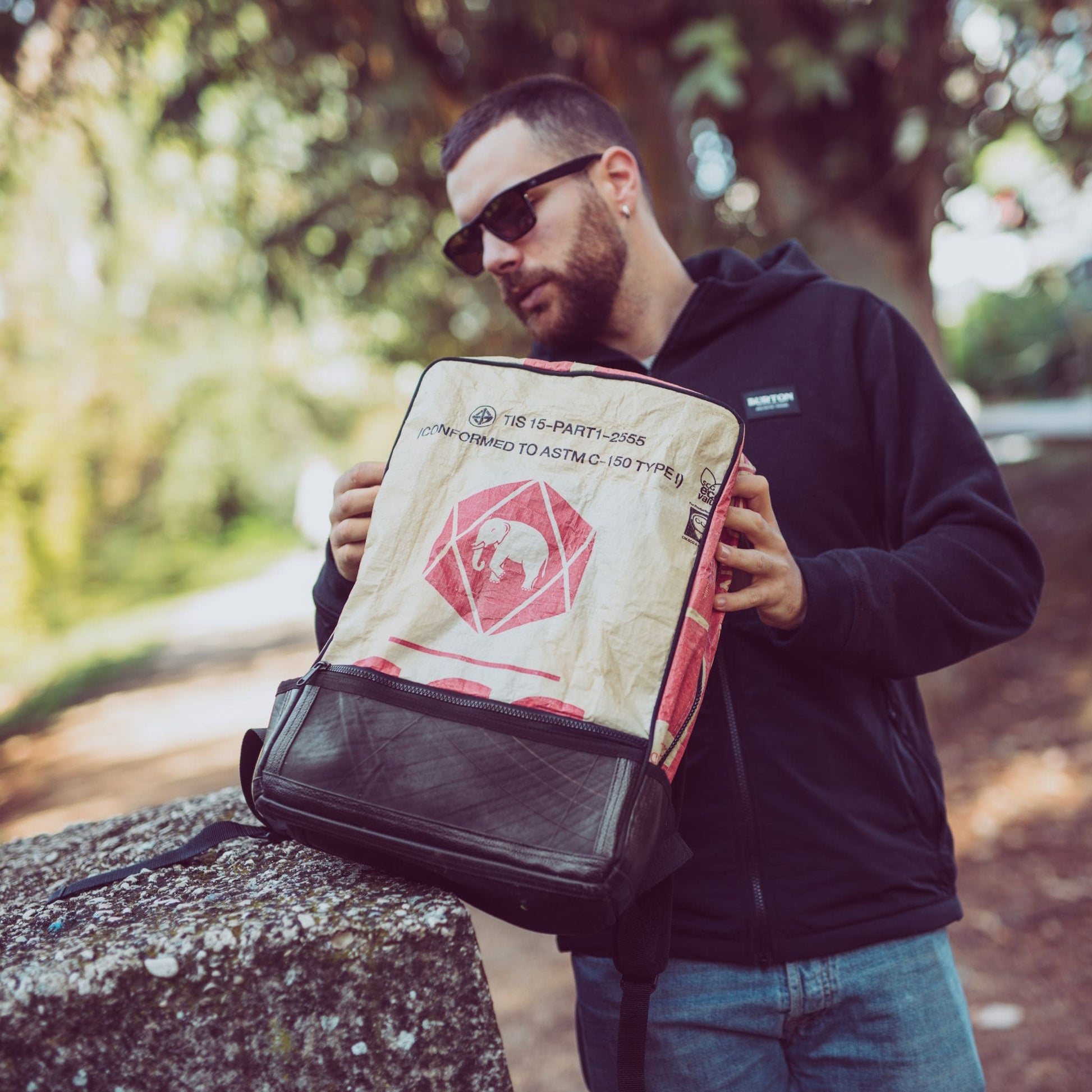 Brixton Backpack made from Recycled Materials - recycled backpack on wall