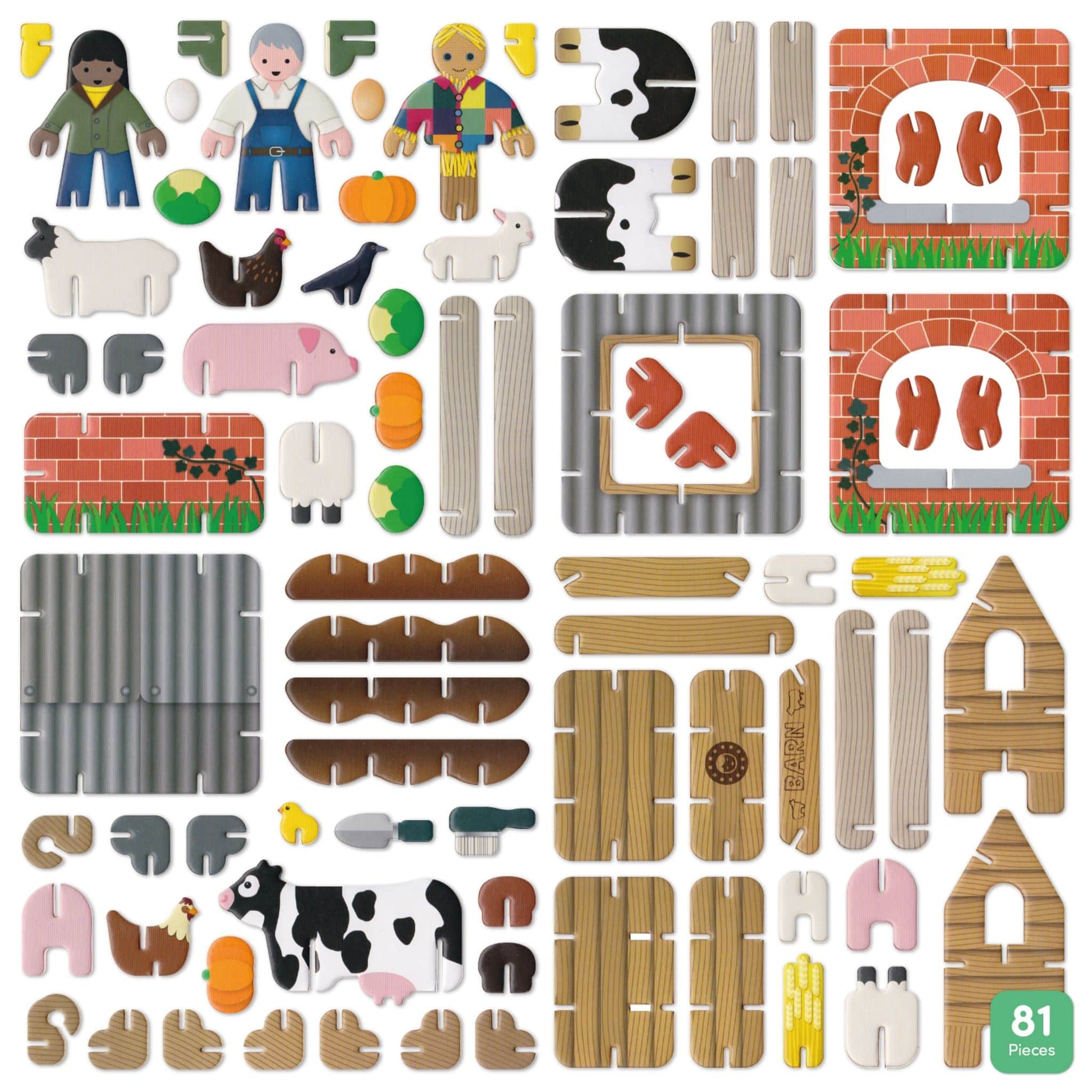 Build and Play Toy Farm Set - pieces