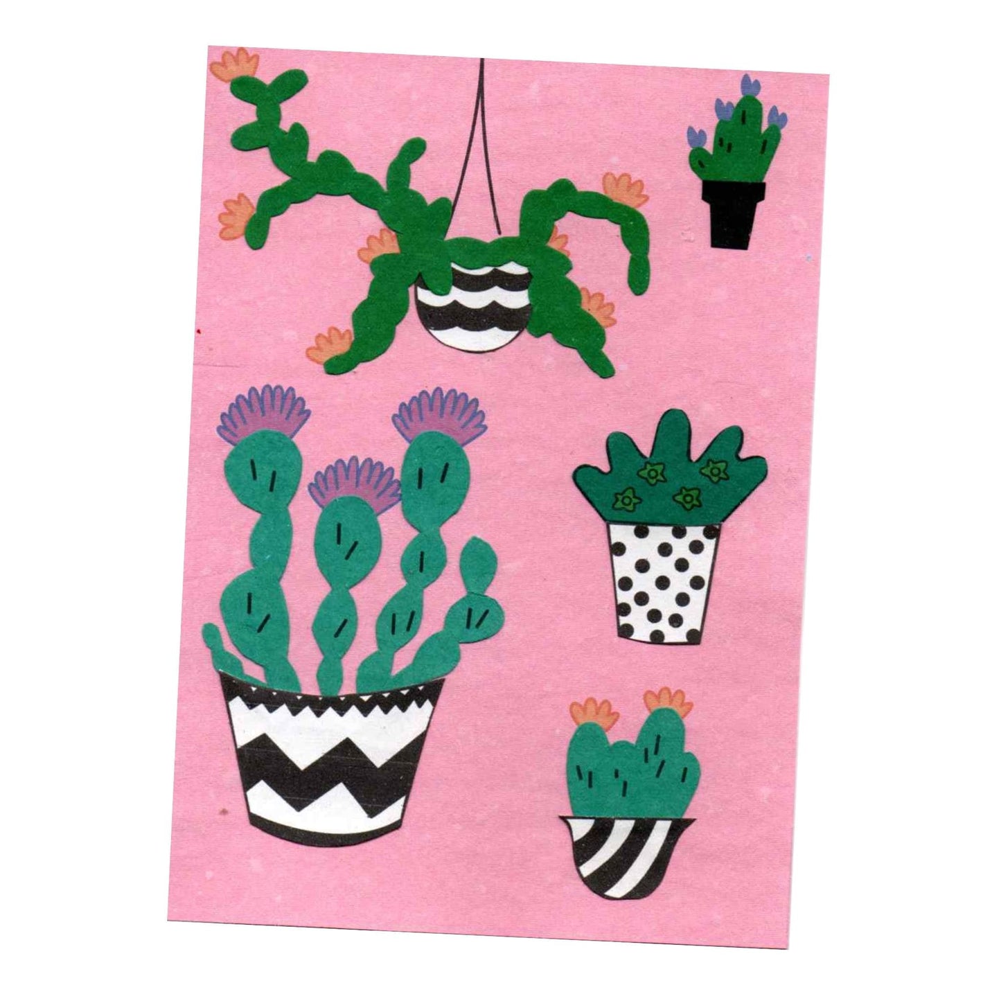 Cacti Handmade and Recycled Card
