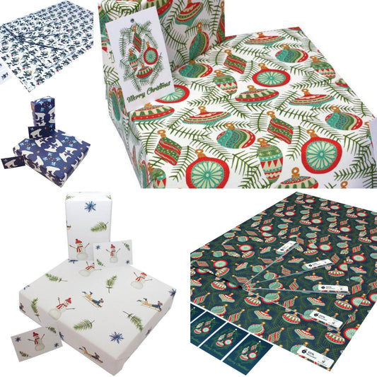 Christmas Eco-friendly Wrapping Paper Pack - 6 Designs