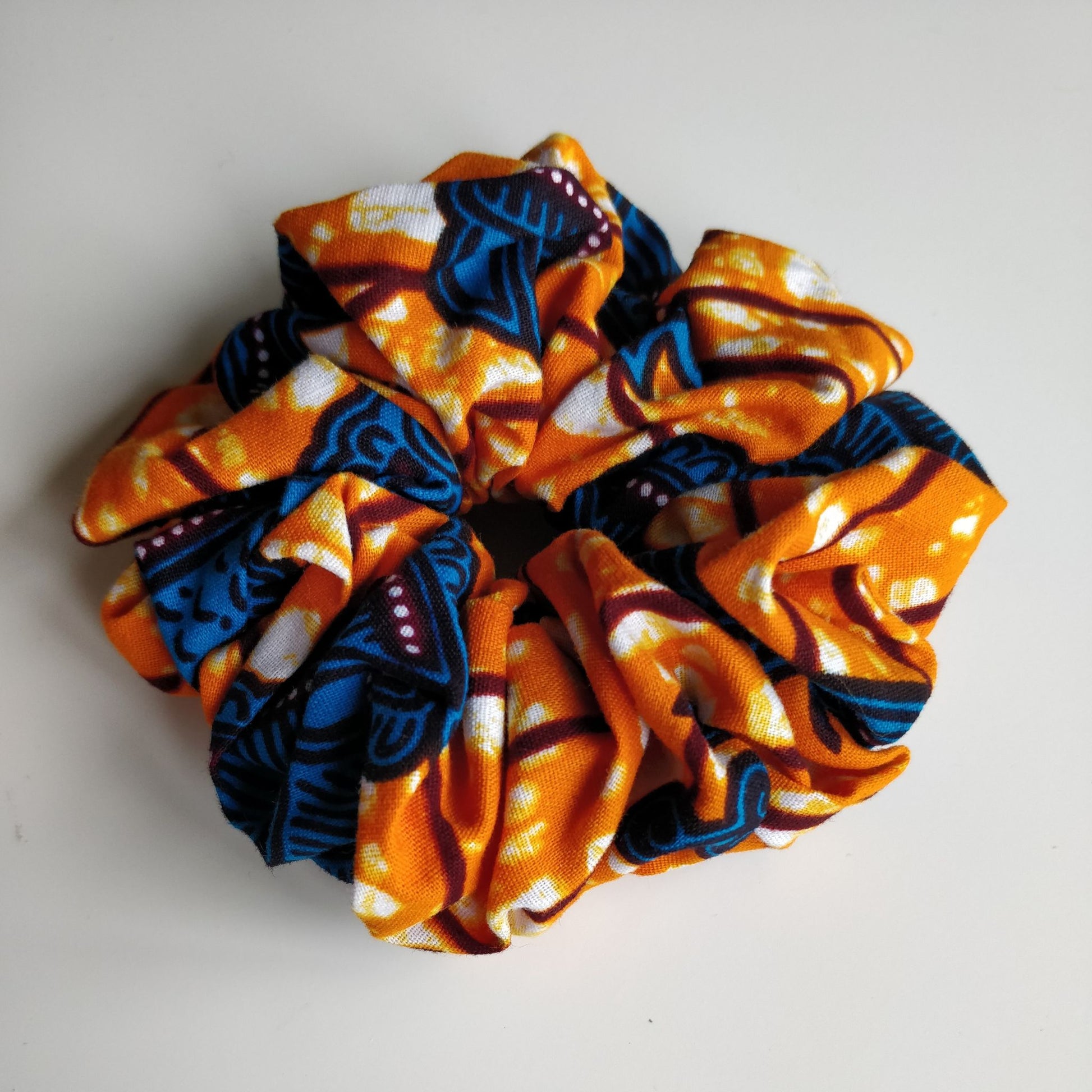 Colourful Scrunchies Changing Lives  Ethical Cotton - orange and blue