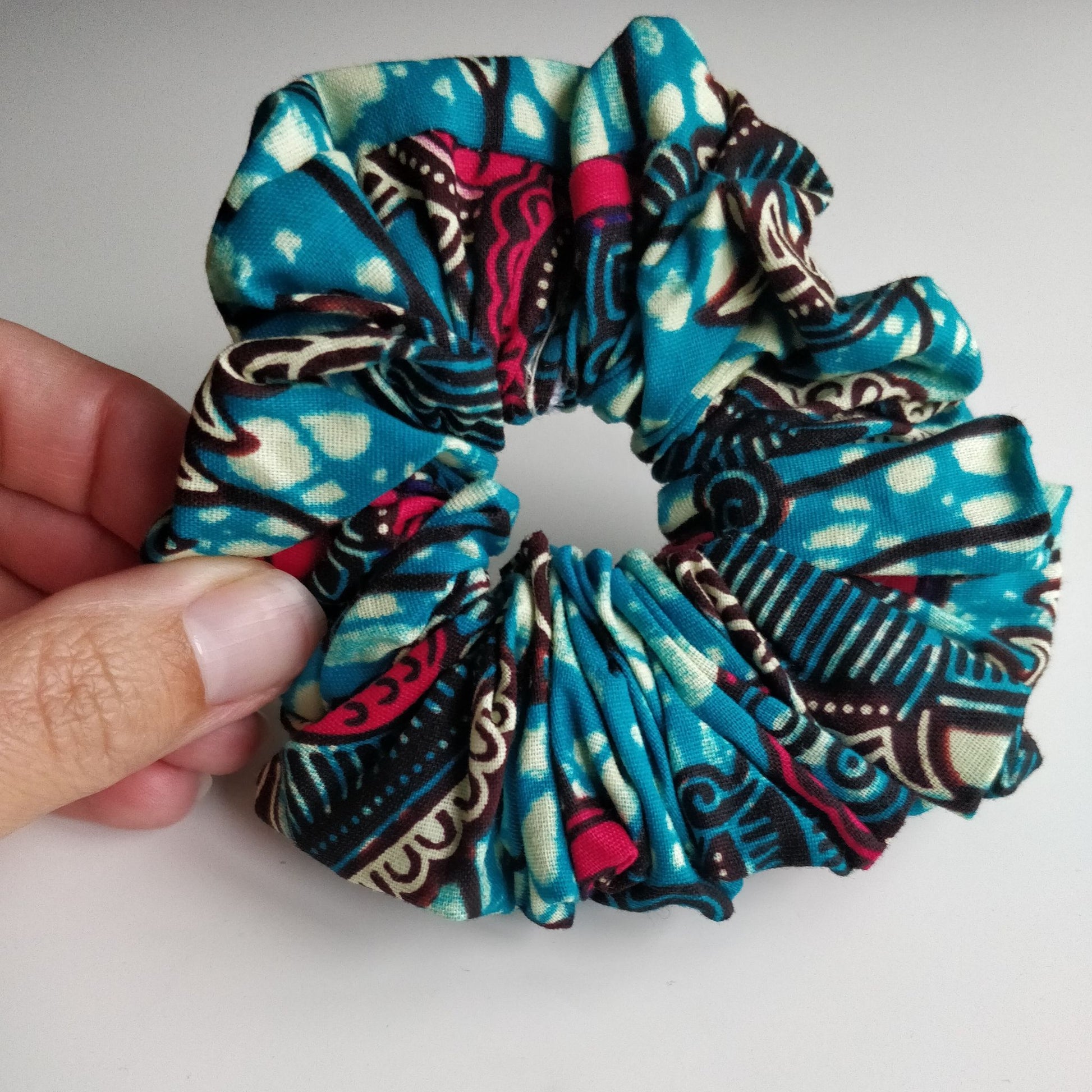 Colourful Scrunchies Changing Lives  Ethical Cotton - pink and blue