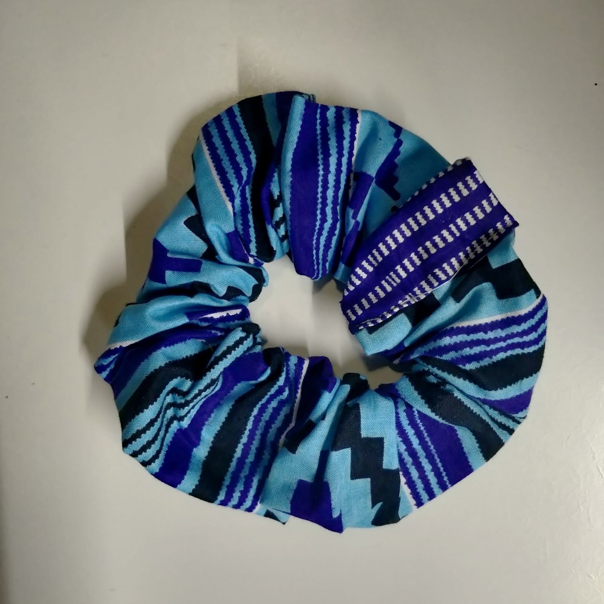 Colourful Scrunchies Changing Lives  Ethical Cotton - aztec blue