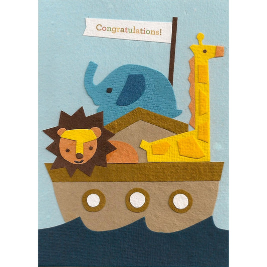 Congratulations ark - handmade and recycled new baby card