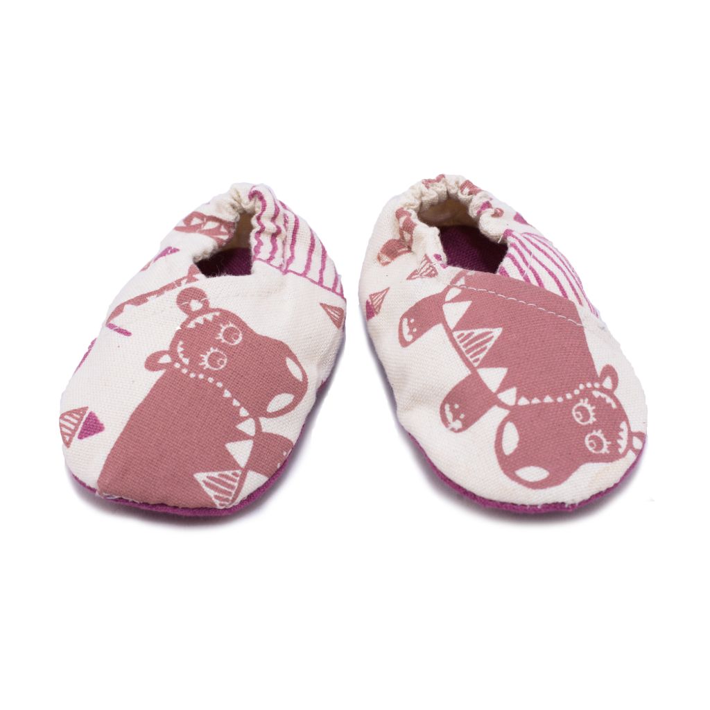 Handmade and Fair Trade Cotton Baby Shoes - raspberry