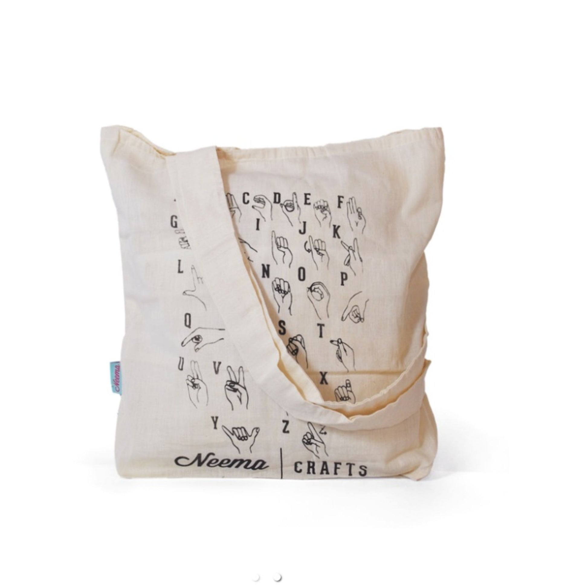 Fair Trade & Handmade Cotton Shopping  - the fingerspelling alphabetBag - 