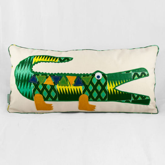 Handmade & Fair Trade Crocodile Cushion - green