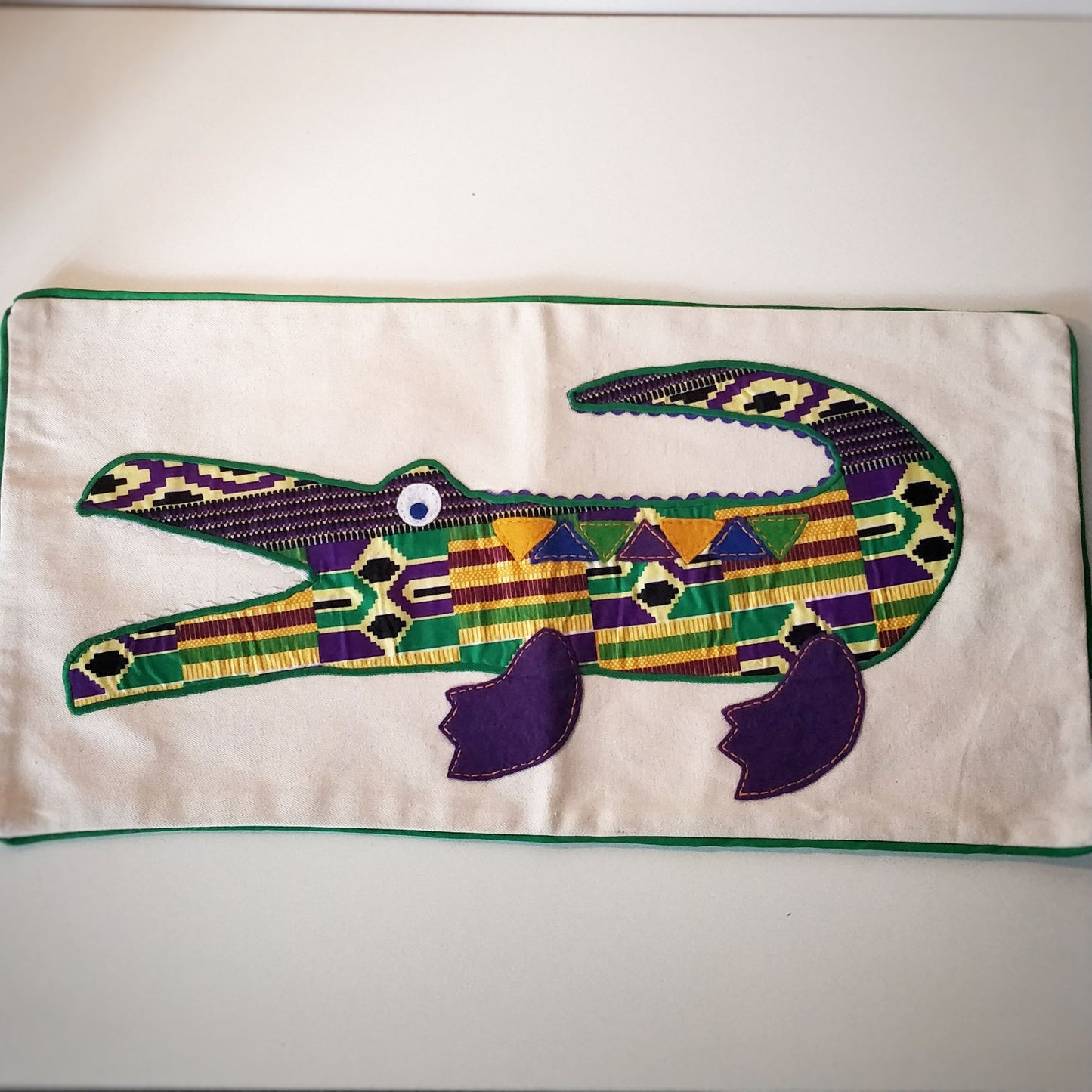 Handmade & Fair Trade Crocodile Cushion - purple cover only