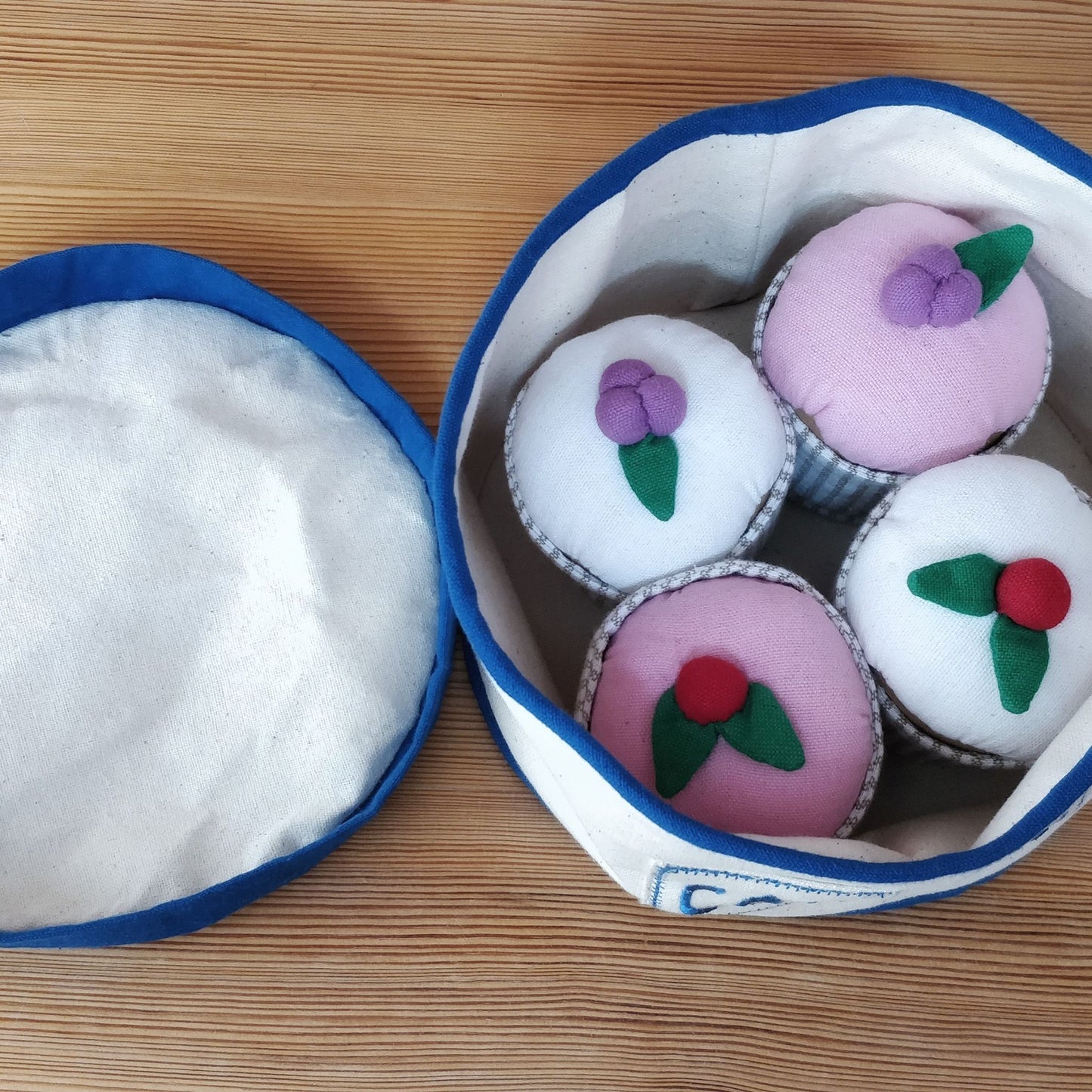 Cupcake Set in Fair Trade Cotton - inside tin