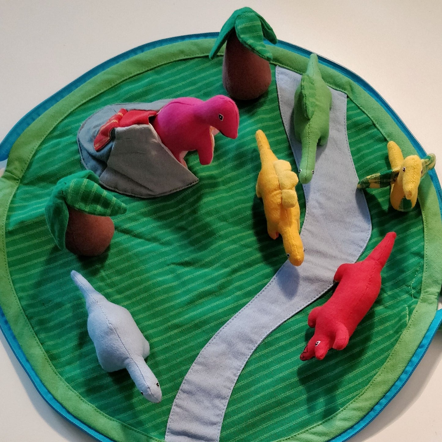 Dinosaur play set toy pouch - from above