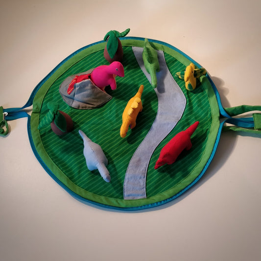 Dinosaur play set toy pouch - Fair Trade and handmade toys