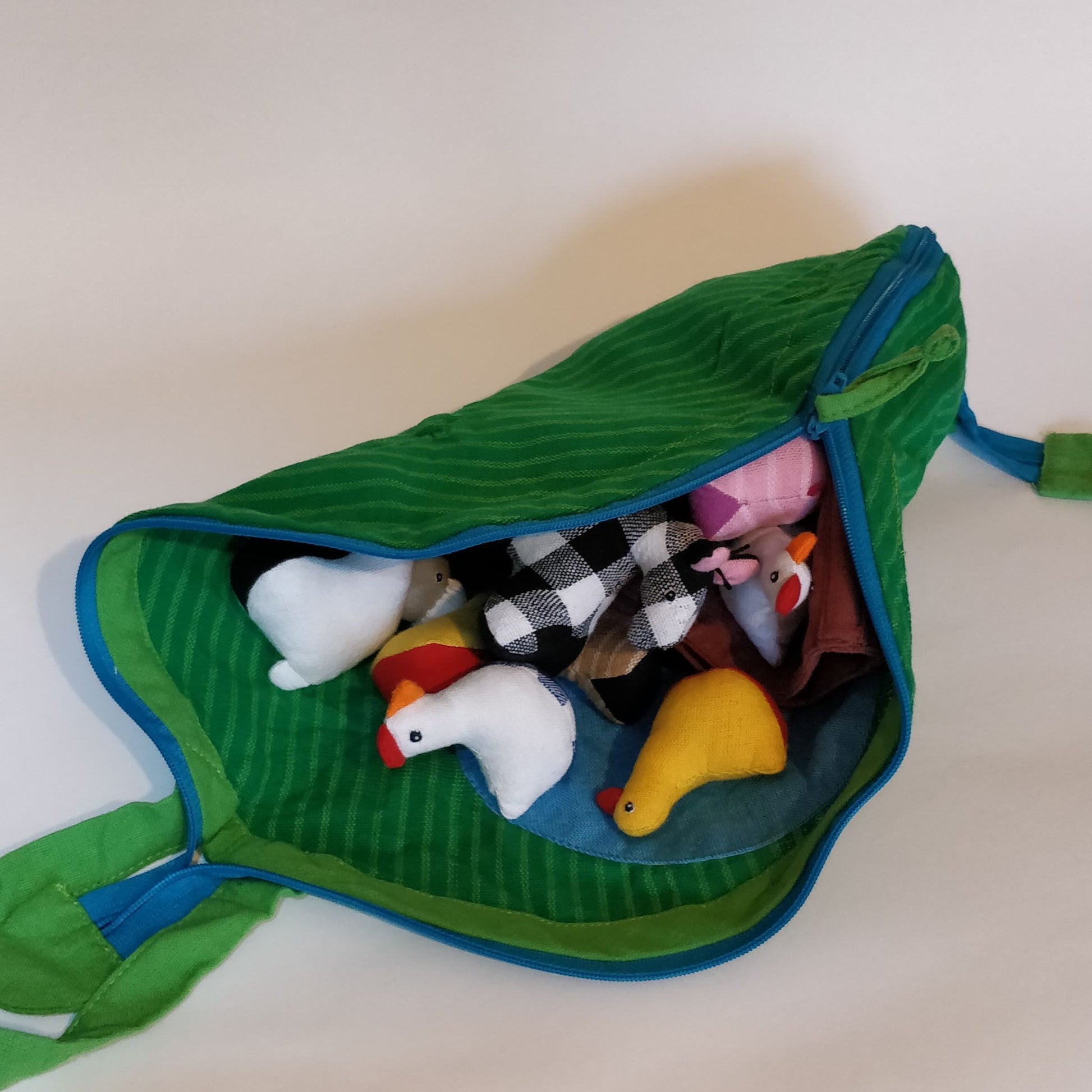 Farm Play Set Toy Pouch in Fair Trade Cotton - zip toy pouch