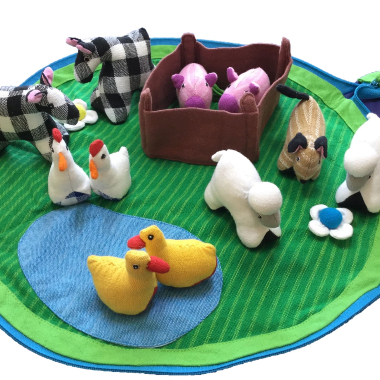 Farm Play Set Toy Pouch in Fair Trade Cotton - toy animals
