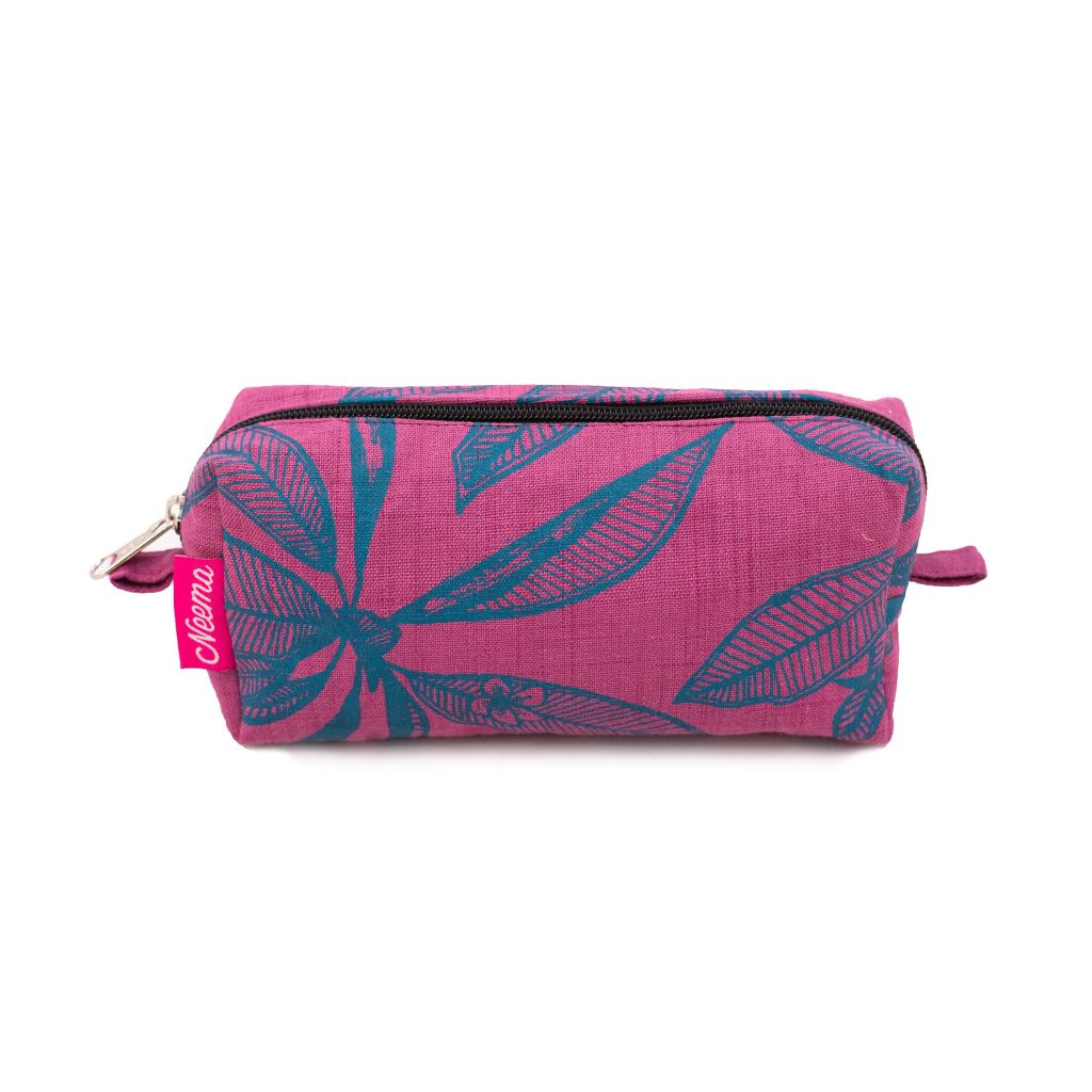 Handmade and Fair Trade Frangipani Leaf-Print Bag - Pink