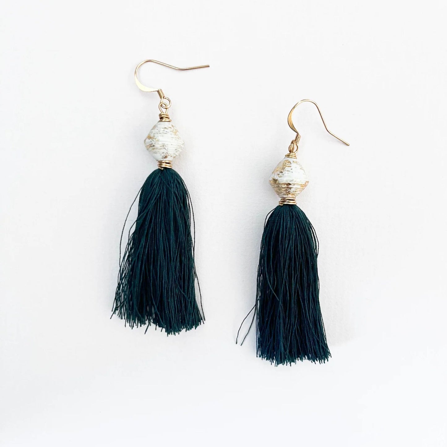 Golden Tassel Earrings  Empowering Women in Uganda - emerald gold earrings