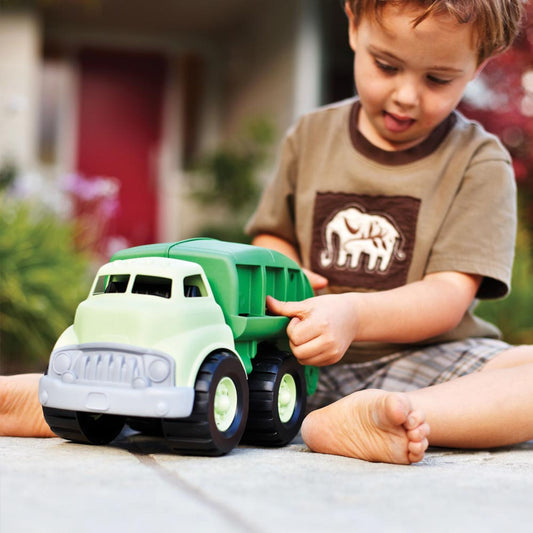 Green Toys Recycling Truck - child playing with eco toy made of recycled plastic