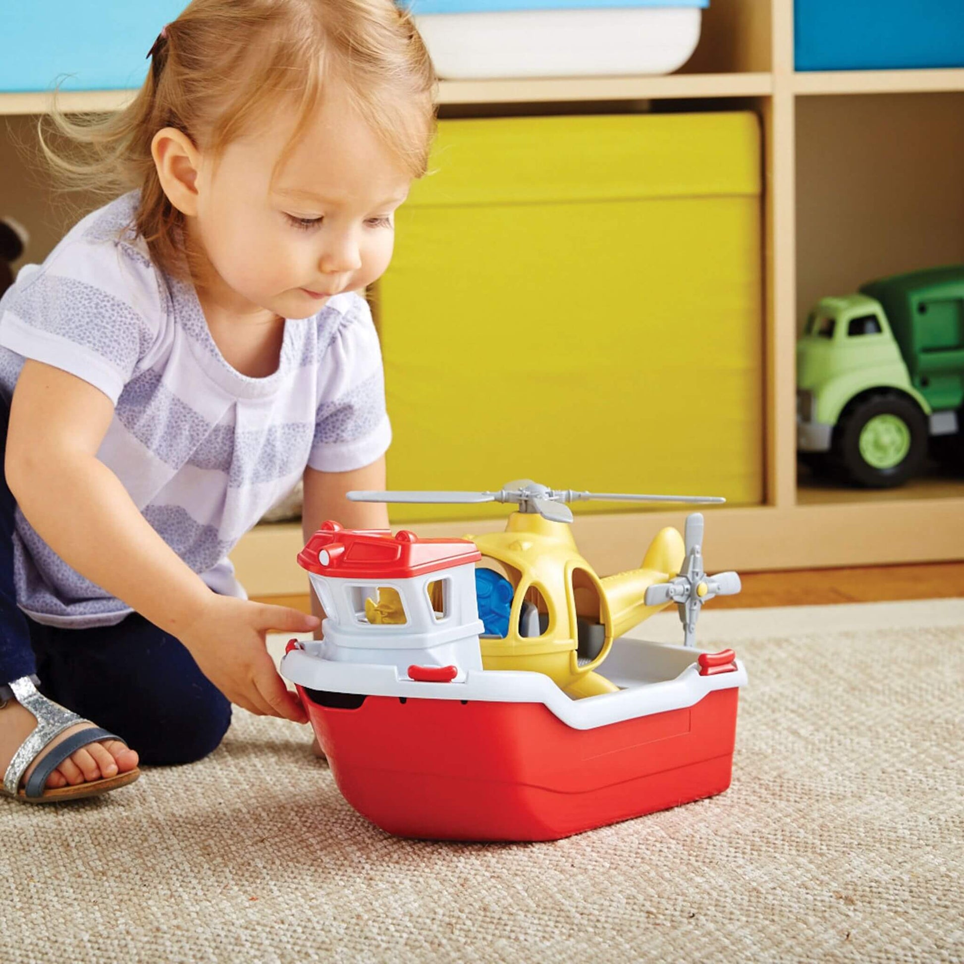 Green Toys Rescue Boat and Helicopter - recycled plastic eco toys