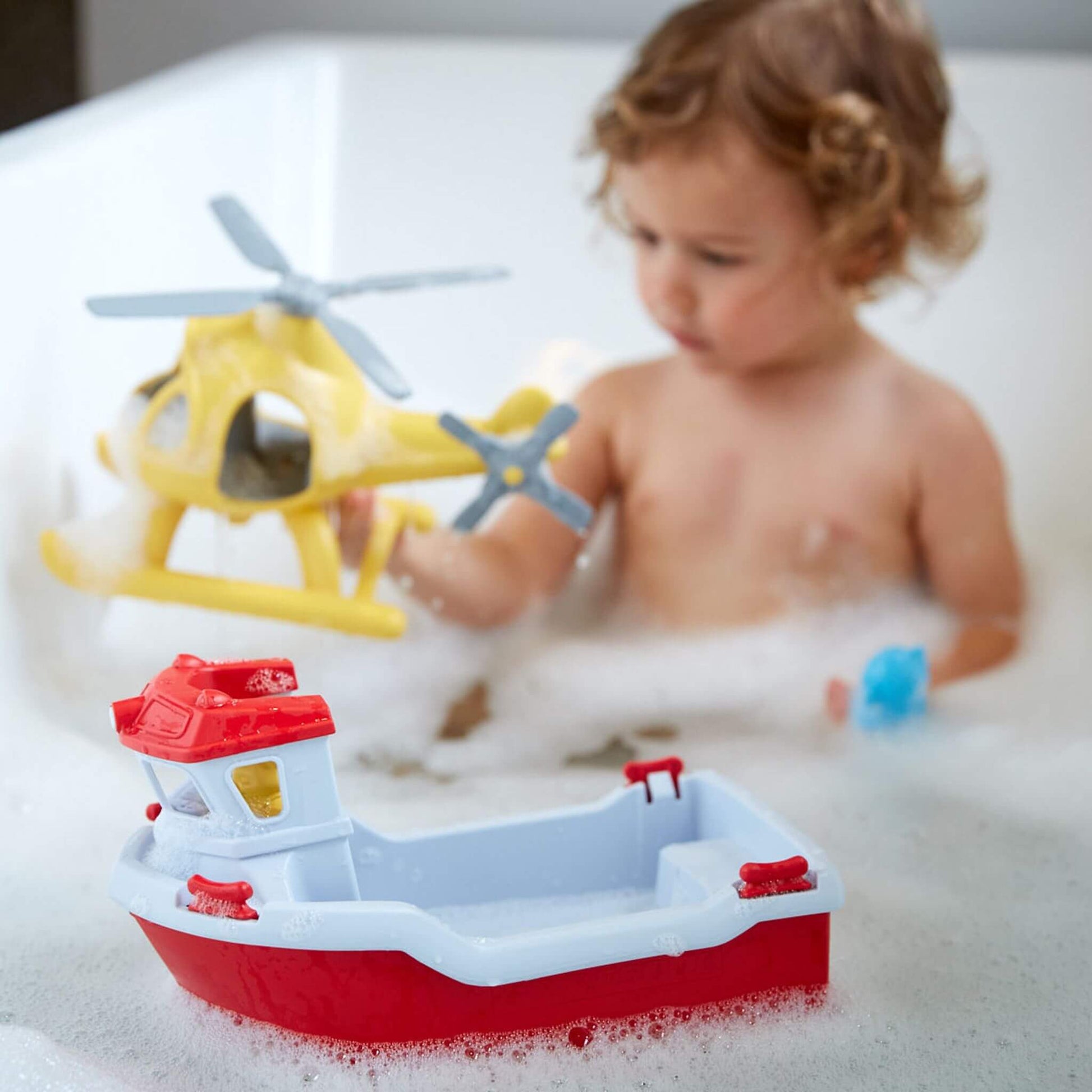 Green Toys Rescue Boat with Helicopter - eco-friendly bath toy