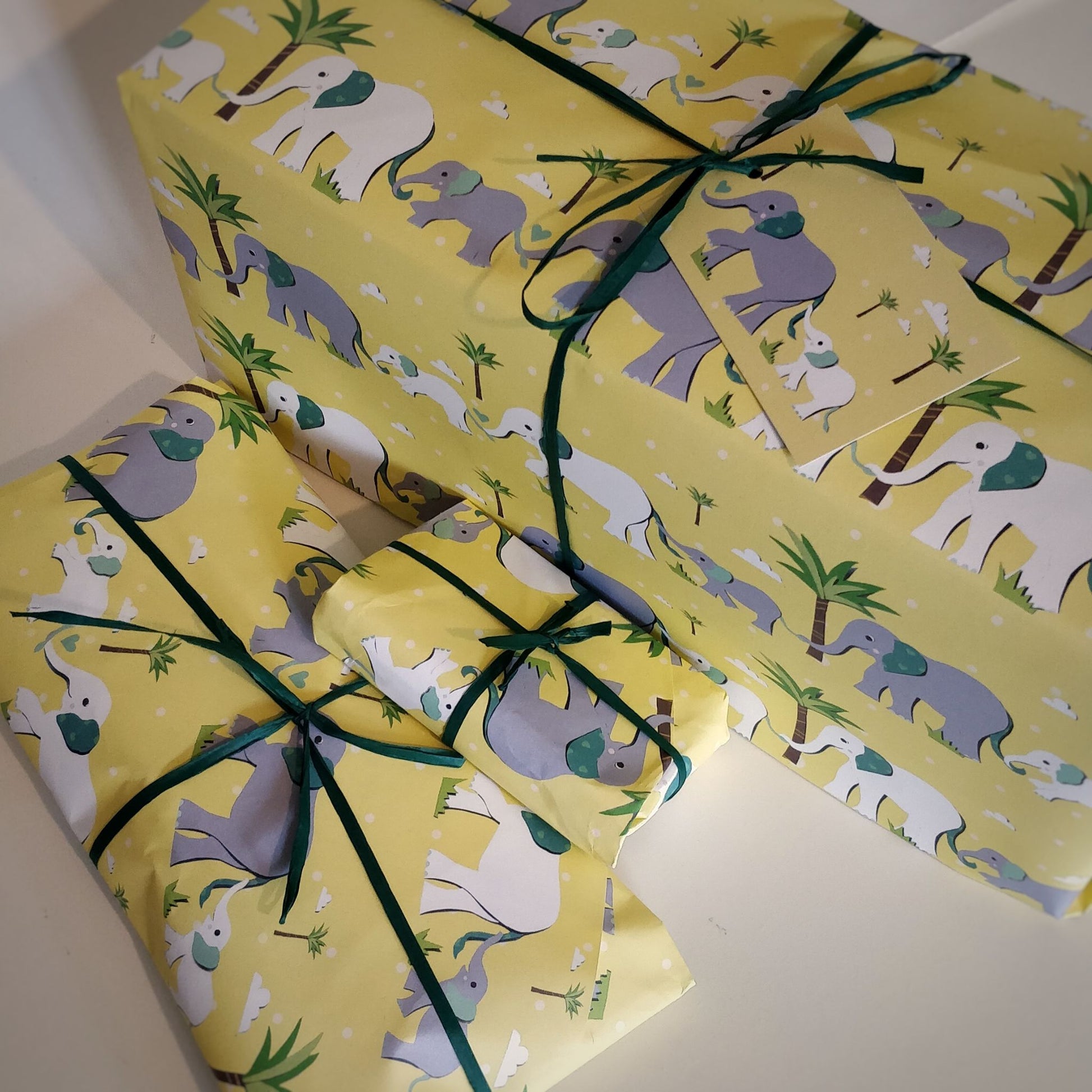 Hand Gift Wrap - Elephants