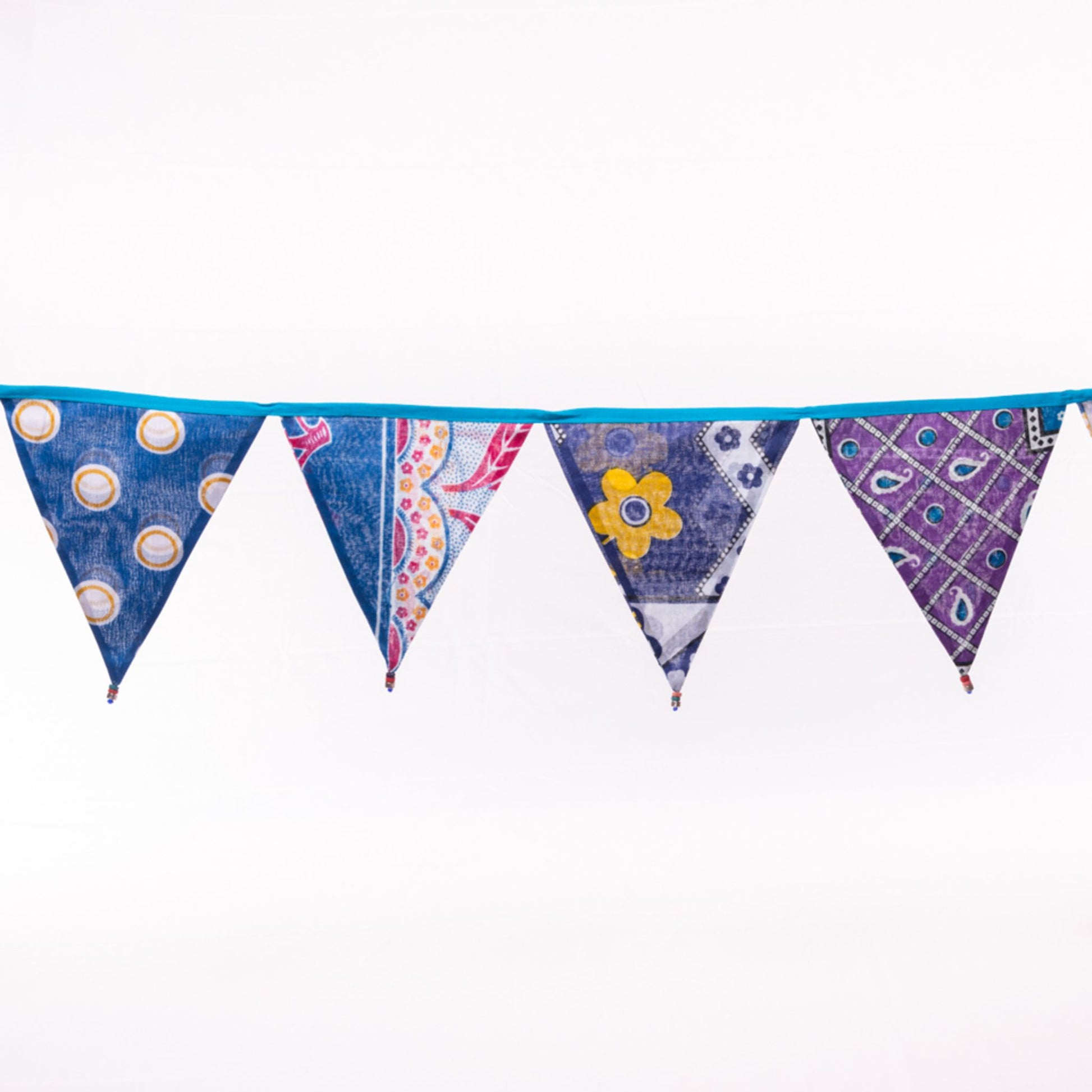 Handmade Bunting with Beads - Blue