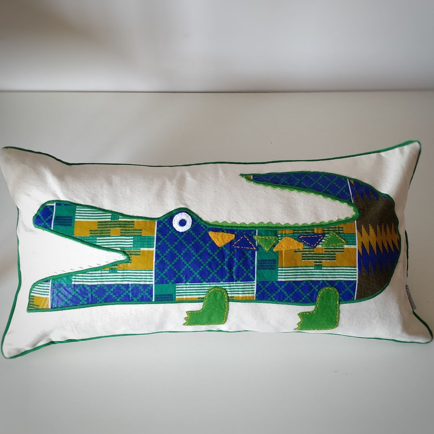 Handmade & Fair Trade Crocodile Cushion - blue