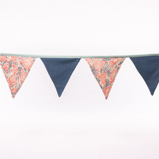 Handmade and Fair Trade Animal Print Bunting  - blues with red