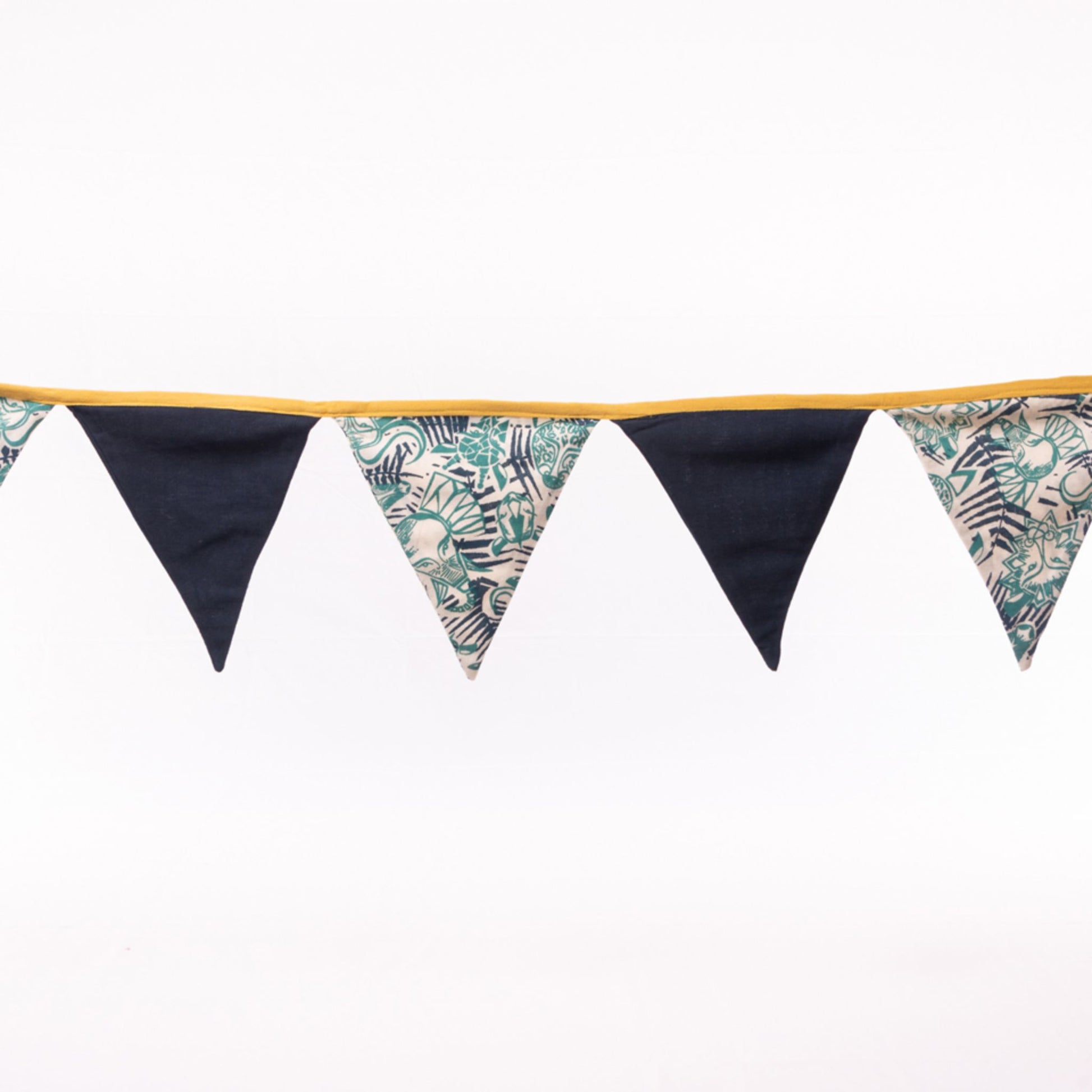 Handmade and Fair Trade Animal Print Bunting  - blues with yellow