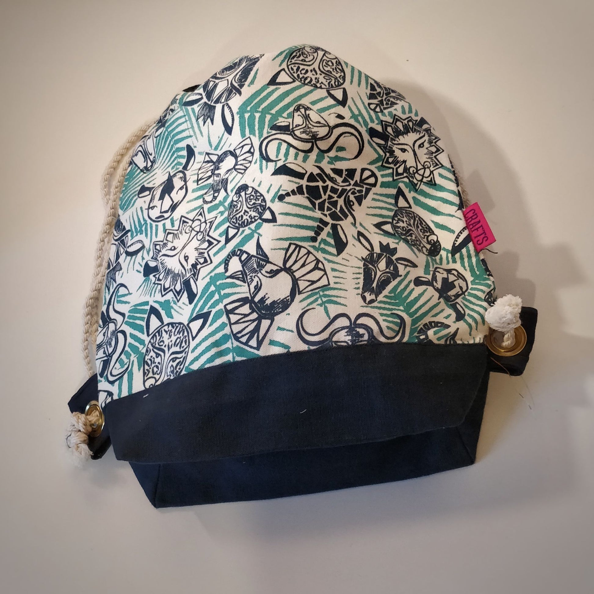 Handmade and Fair Trade Kids Drawstring Bag - blue