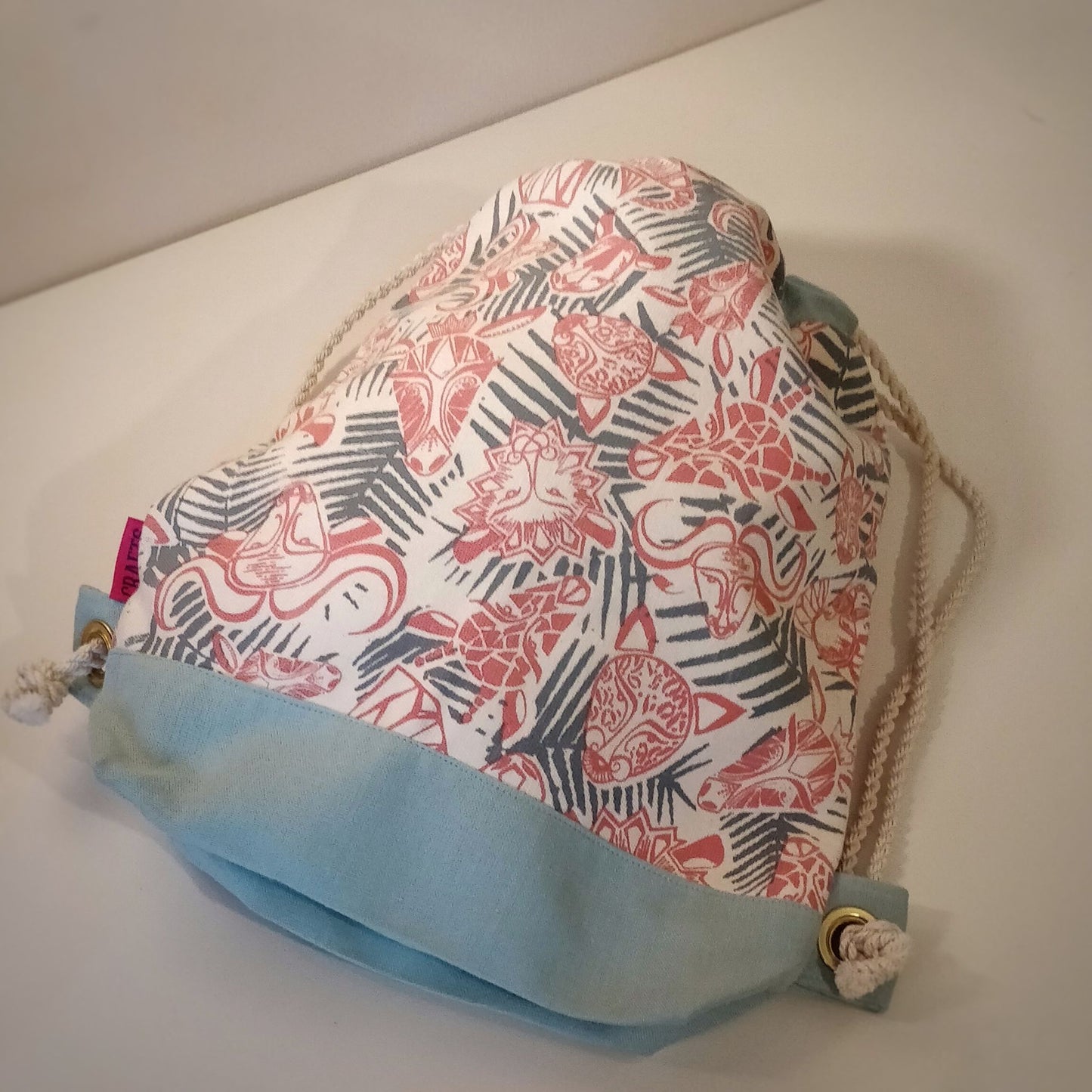 Handmade and Fair Trade Kids Drawstring Bag - pink