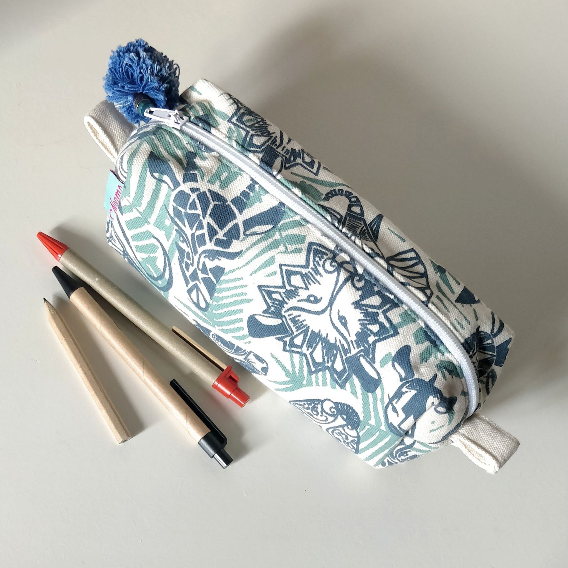 Handmade and Fair Trade Pencil Case  Ruaha Print from above